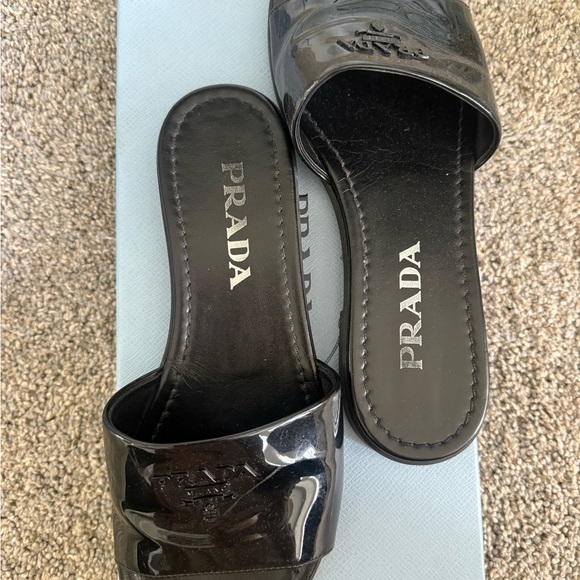 Prada Women's Glossy Black Slide Sandals - Picture 4 of 6